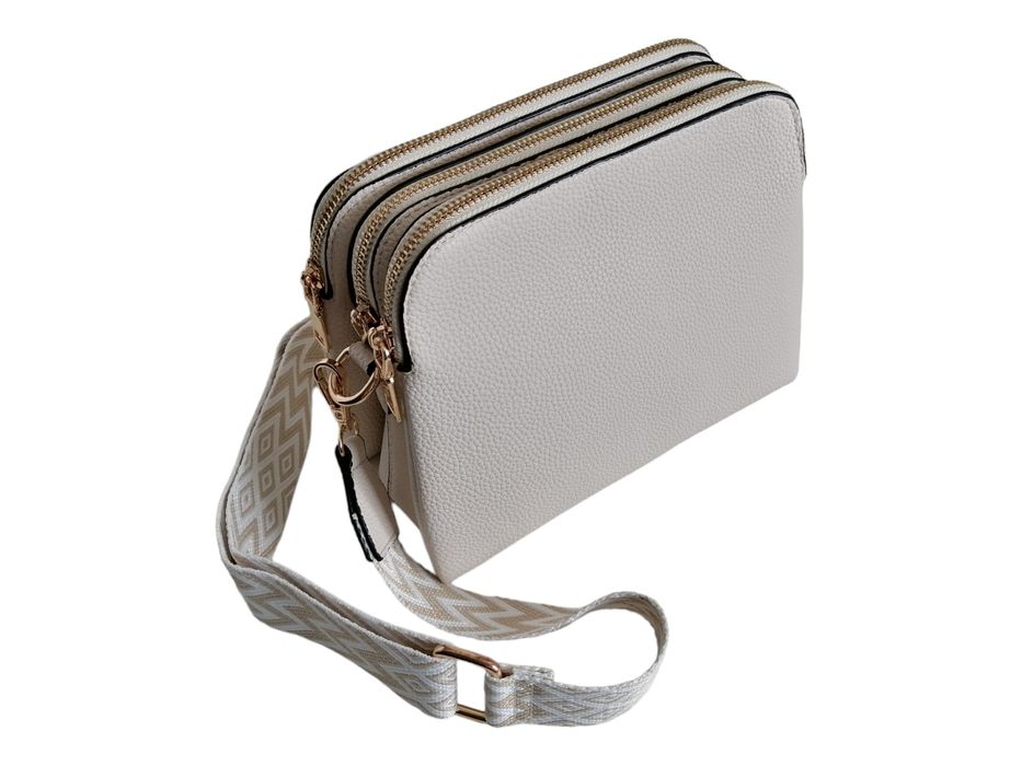 Klasyczna Torebka Damska Listonoszka Na Ramię - Beżowa