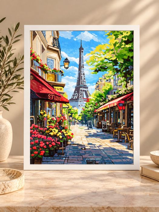 Quadro Decorativo Paris – Torre Eiffel | Moldura Branca