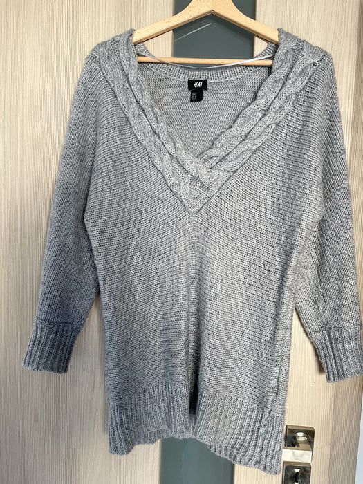 Szary sweter H&M wełna moher rozmiar S