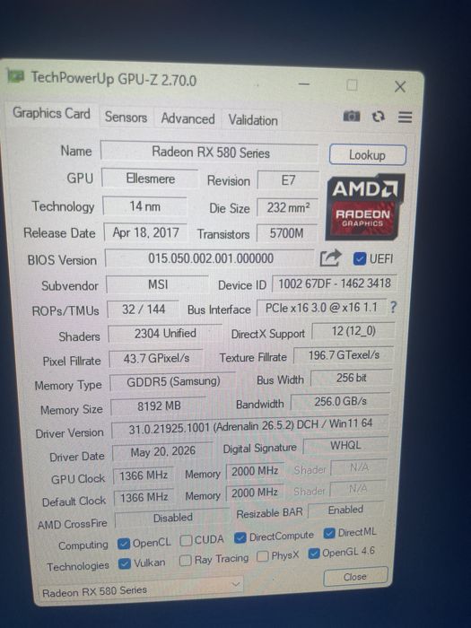 Відеокарта Rx580 8gb