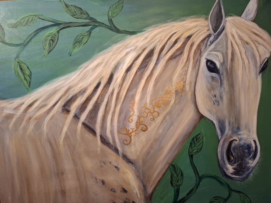 Obraz biały koń,100x80cm