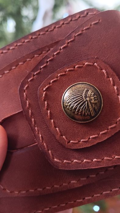 Гаманець ручної роботи Байкерський + затискач в подарунок шкіра кошеле