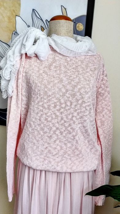 dzianinowy sweter z koronkowymi plecami,100% bawełna