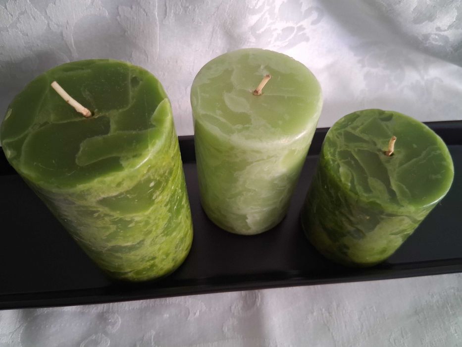 Velas verdes decorativas + base de suporte (Portes incluídos)