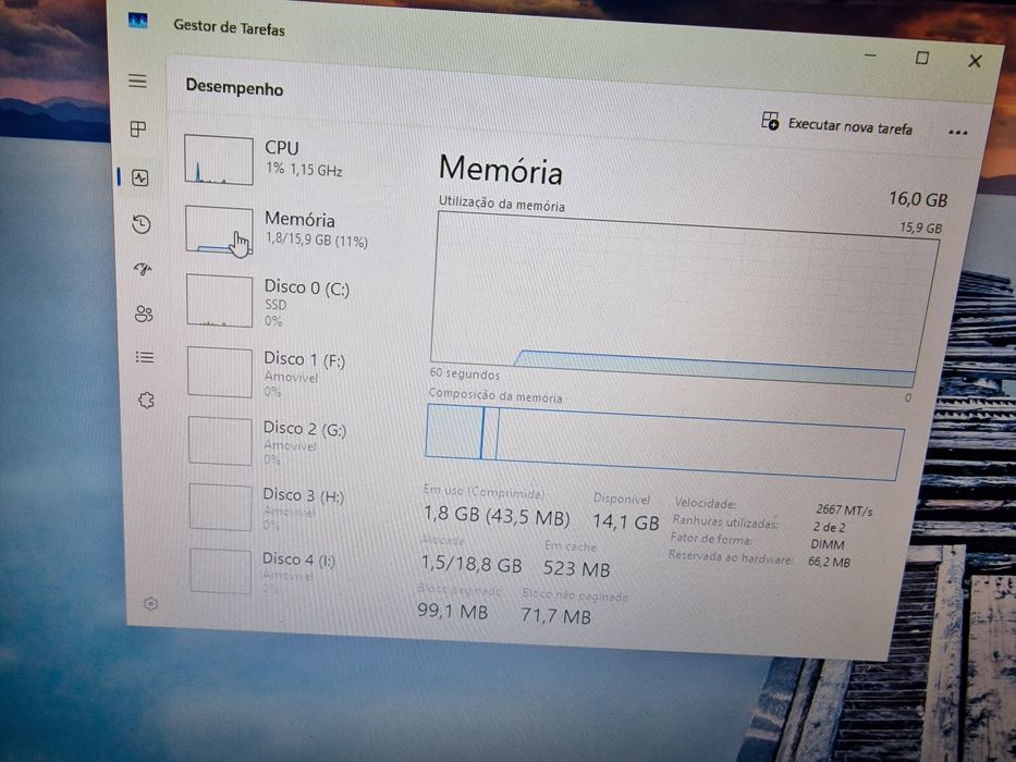 Computador i5 9400F, 16GB DDR4 2667, M2 256GB, SSD 240GB, GTX 1060 6GB