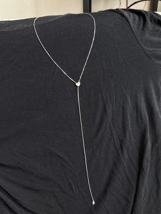 Кольє краватка , срібний ланцюжок  рухоме серце