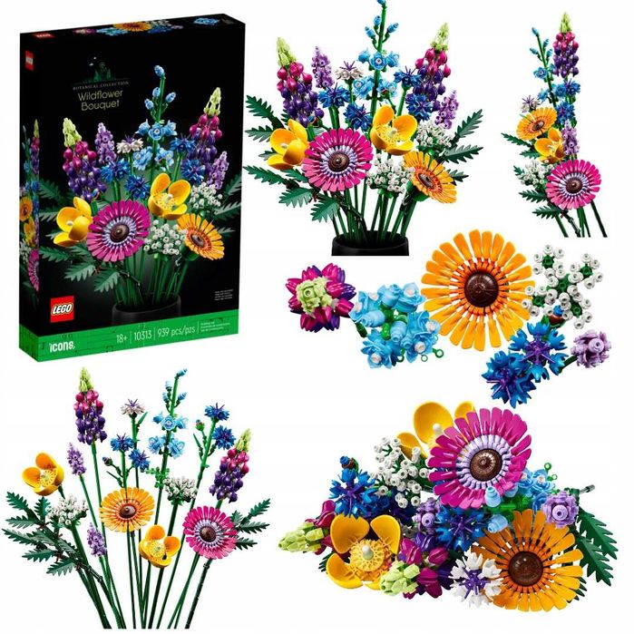 lego bukiet pięknych polnych kwiatów prezent