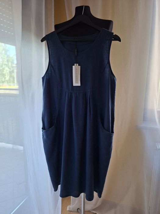Lniana luźna sukienka w stylu hippie boho 55% len Luca Vanucci S M