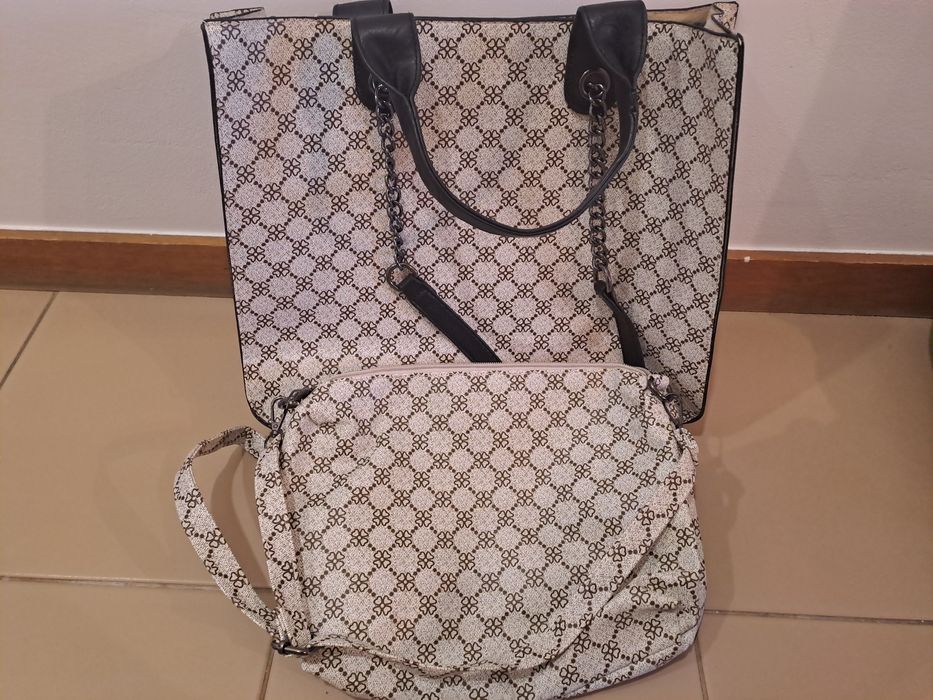 Conjunto de Malas Elegantes (Tote + Tiracolo) - Padrão Monograma