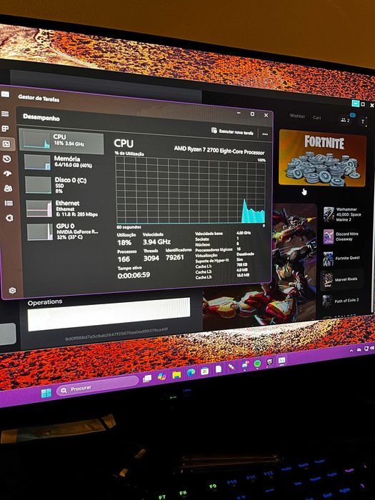 Pc gamer com ryzen 7 2700 , rtx 2060 e 16gb de ram.