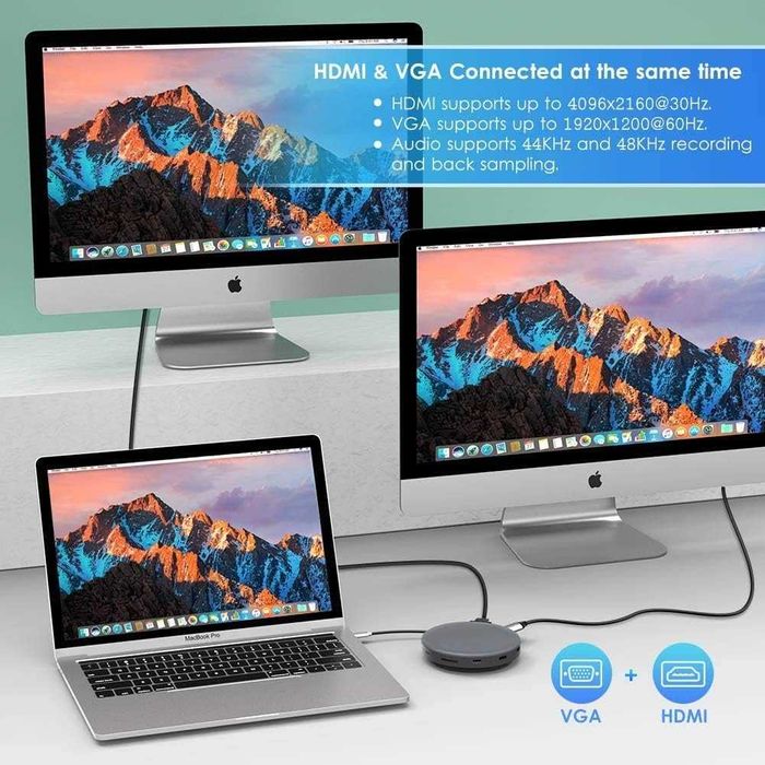 Premium ЮСБ хаб для Макбука usb c wireless charging   hub 11 in 1