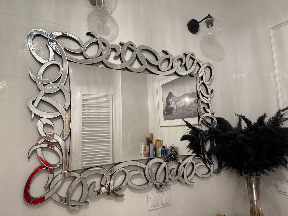 Lustro  glamour  121/90 cm XXL srebrne rama