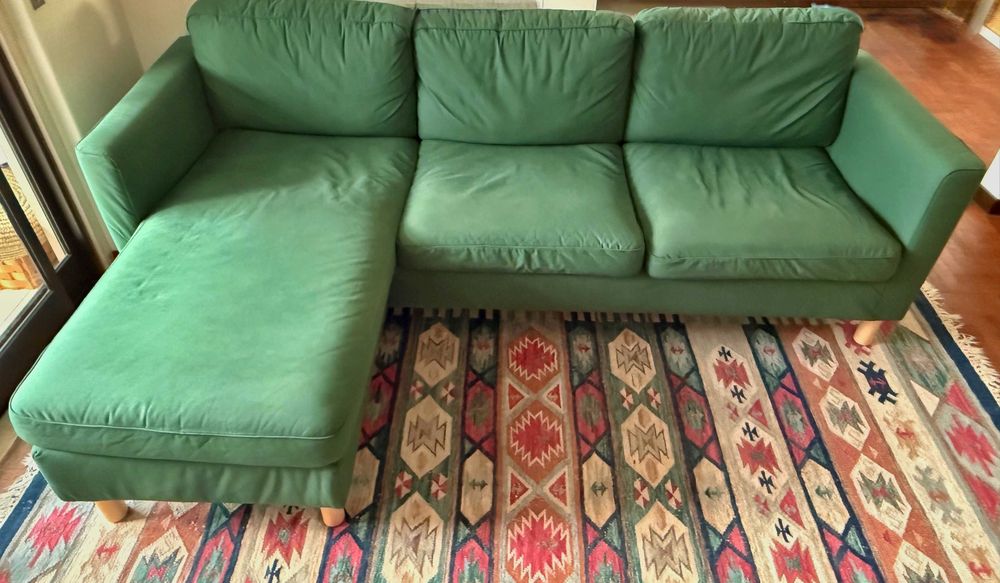 Sofá IKEA PÄRUP 3 Lugares c/ Chaise Longue – Vissle Verde Escuro