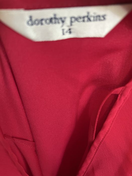 Czerwona sukienka na szelkach wieczorowa asymetryczna XL