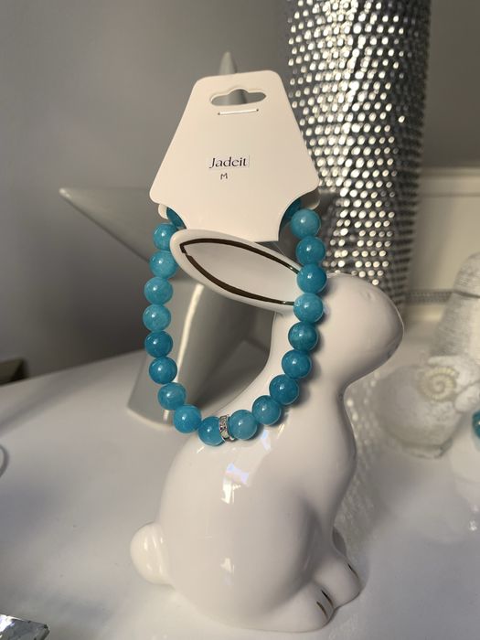 Bransoletka kamienie Jadeit niebieski w odcieniu morskim