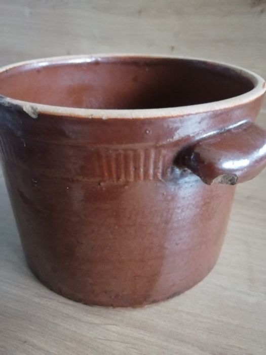 Garnek kamionkowy z dwoma uszami stary Bochnia