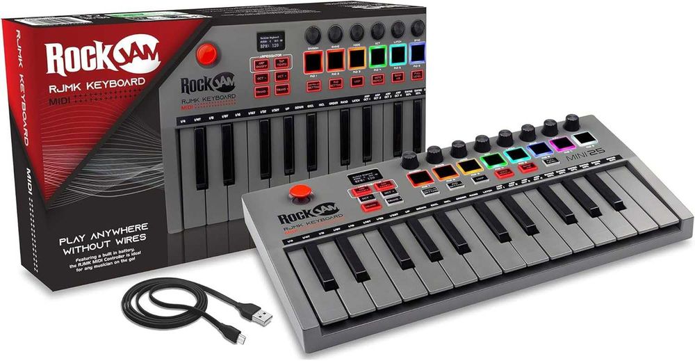 RockJam Go 25 klawiszy USB i Bluetooth MIDI Keyboard Controller