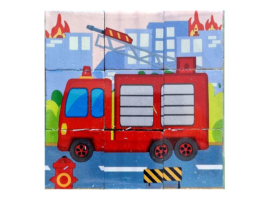 Klocki drewniane puzzle 6 obrazków logiczna ukladanka