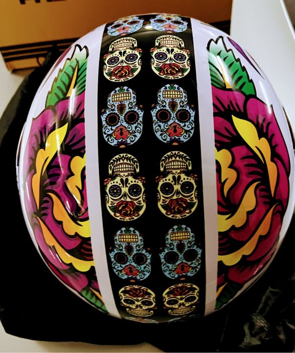 Capacete NZI Activy 3 – Edição Sugar Skulls Branco – Novo