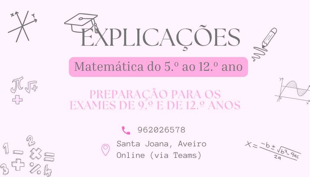 Explicações de Matemática, Matemática A, MACS, Matemática B, Matemática Profissional | Aveiro e Online