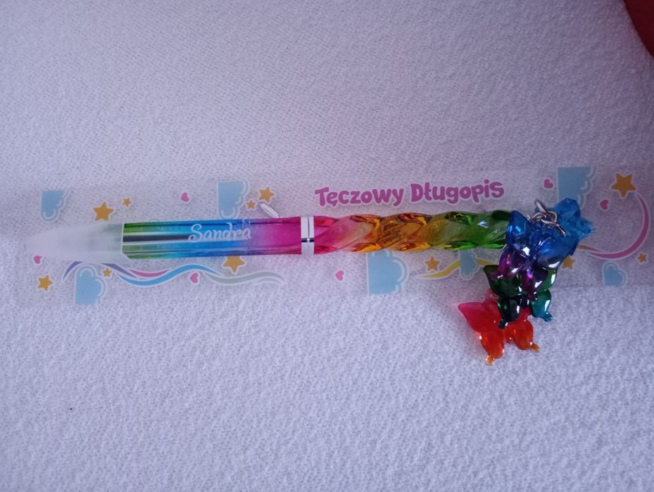 Długopis tęczowy z napisem Sandra