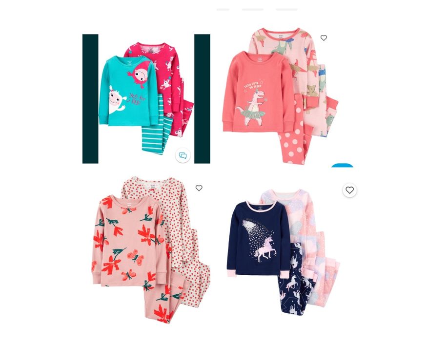 Піжамки Carters для дівчаток 3т, 4т, 5т