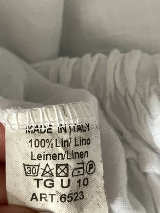 Білі лляні брюки з гарним поясом Італія