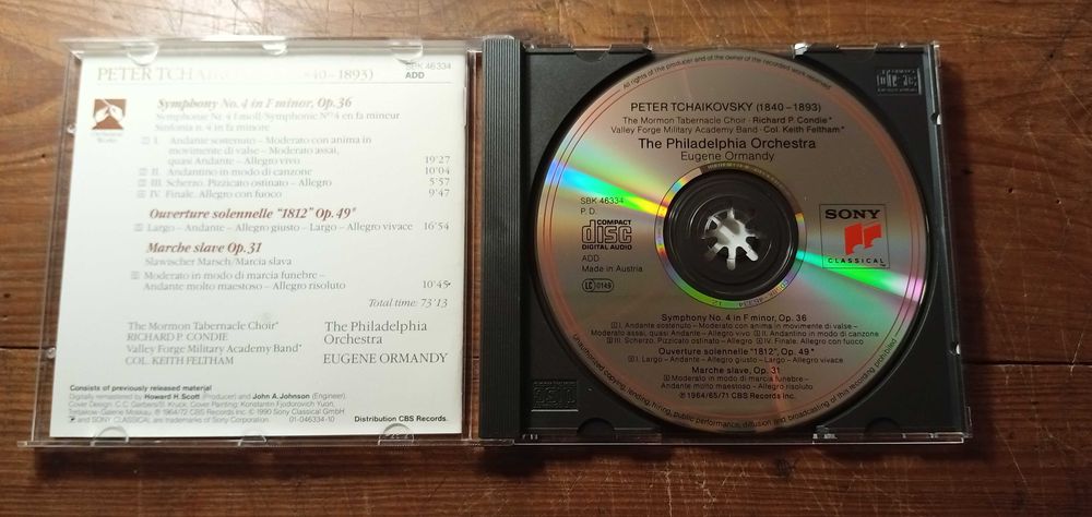 Tchaikovsky - Symphony 4, 1812 Overture, (Ormandy) Sony CD