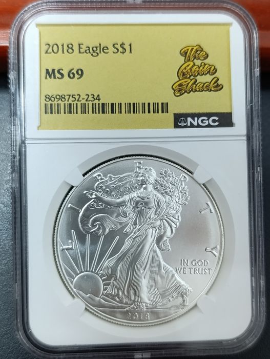 1 долар США 2018 р. Крокуюча Свобода. СРІБЛО. NGS MS 69. Cтан.