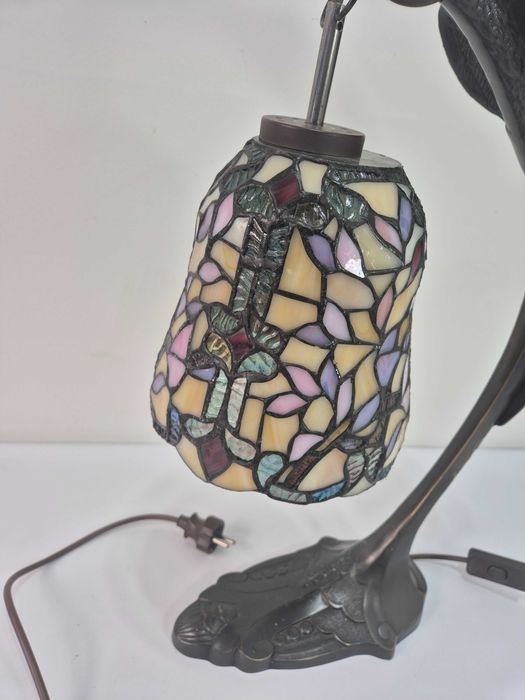 Lampa witrażowa z brązu