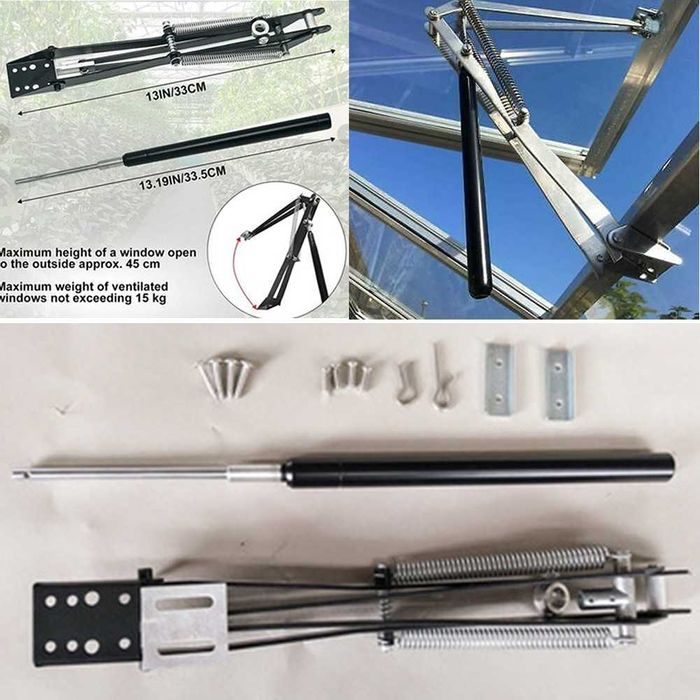 Automat siłownik uchylający otwiera okna szklarni 15KG mocny gazowy