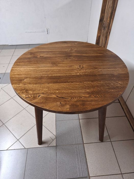 Stół dębowy rozkładany fi 100 rozkładany do 150cm  orzech ( na magazynie)