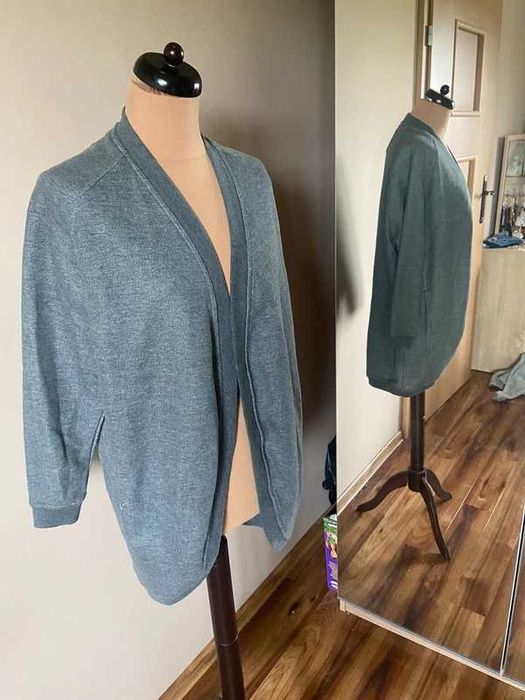Grubsza bluza narzutka szery melanż dres 36 38 oversize duza szeroka s m