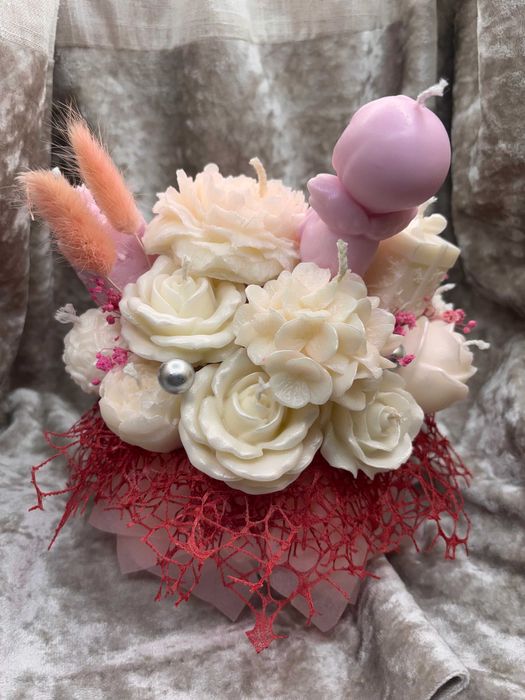 Piękny bukiet świąteczny świec świeczek hande made