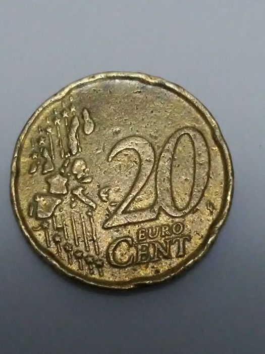 Moeda de 20 cêntimos com defeitos