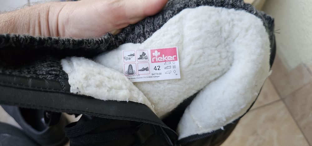 Czarne damskie kozaki zimowe Rieker 94773-00 | Rozmiar 42 | Ciepłe, RiekerTEX, Stan bdb!