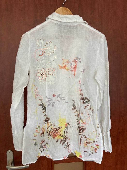 Malvin koszula z pięknym zdobieniem 100%len