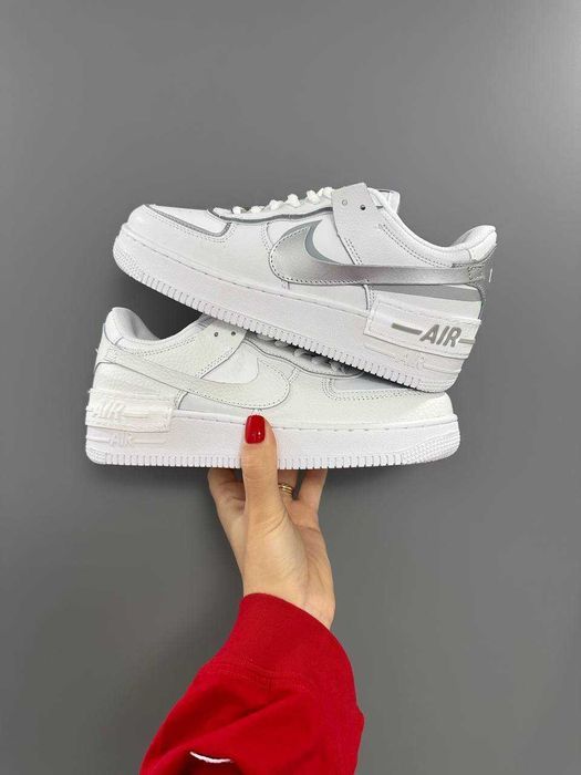 Кросівки Nike Air Force 1 Shadow White Silver premium