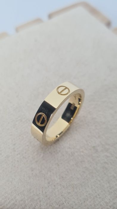 Nowy złoty pierścionek typu Cartier obrączka śrubki gładka masywna 585