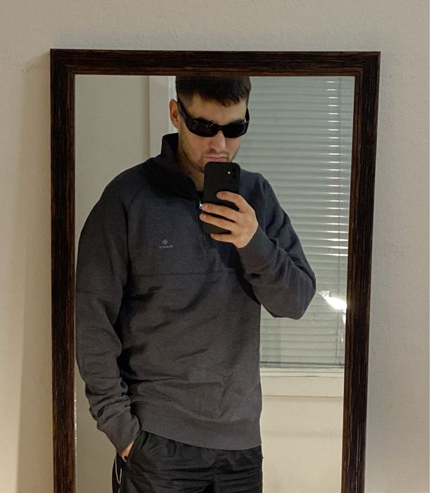 (L-XL) GANT 1/3 Zip кофта с высоким горлом серая зимняя реглан tnf