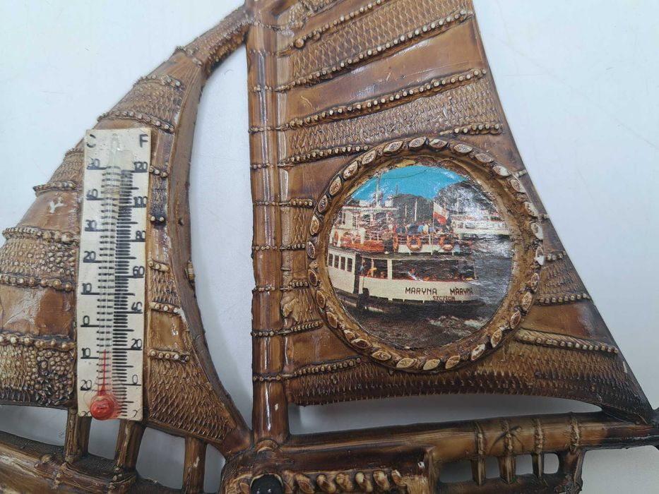 Termometr statek plastikowy PRL vintage zdjęcie statek Maryna