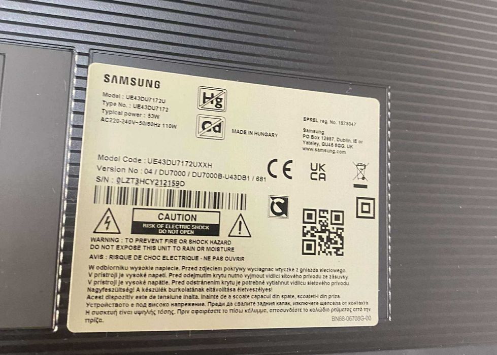 Telewizor Samsung UE 43" 43DU7172 Smart Bluetooth 4K