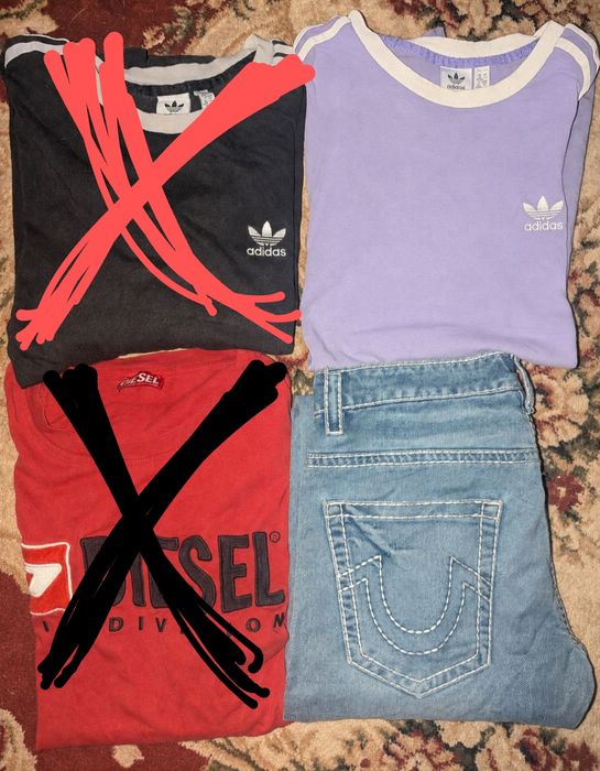 Adidas, diesel, true religion