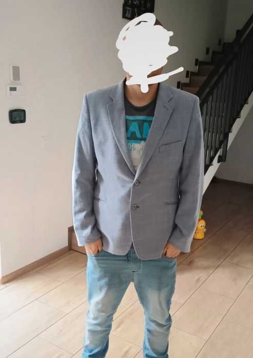 Marynarka męska w kratkę stylowa elegancka i lekka