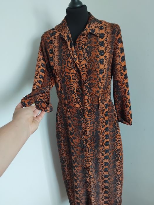 Prosta sukienka koszulowa szmizjerka S M 36 38 w panterke