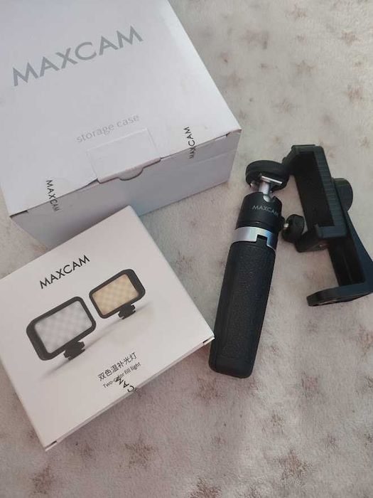 MaxCam Statyw Kijek selfie + Lampa Led