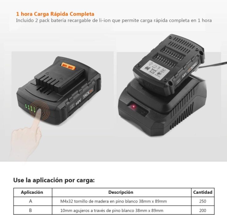 Berbequim sem fios Tacklife 18V com mala e acessórios