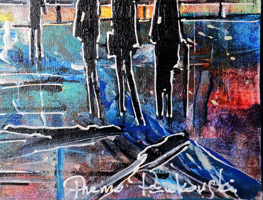 współczesny obraz  na płótnie „W Matni” 50x50 olej, do salonu, Przemo Pankowski