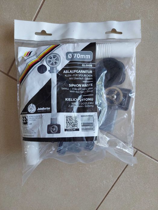 Zestaw odpływowy z syfonem , z przelewem  do  ZLEWOZMYWAKA