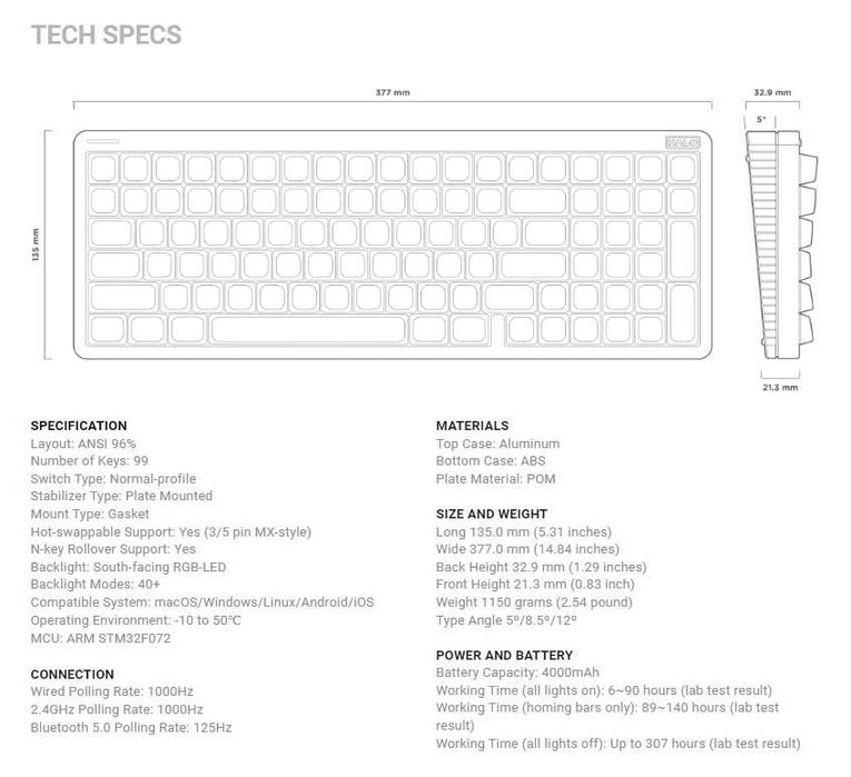 Бездротова механічна клавіатура Nuphy Halo96 V2, Ionic White